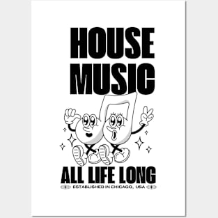 HOUSE MUSIC  - Happy Notes (Black) Posters and Art